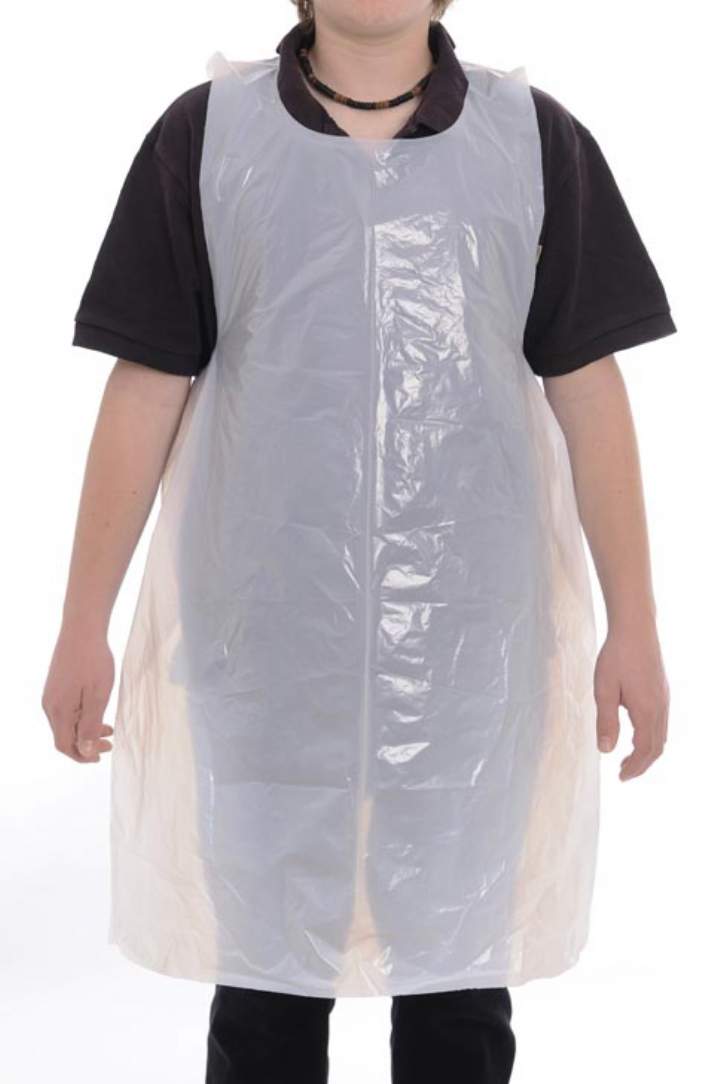 WHITE POLYTHENE APRONS ON ROLL - Roll of 200 aprons