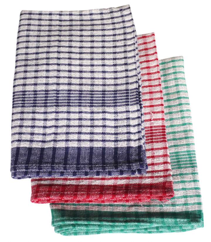 CHECK COTTON TEA TOWELS - Pack 10