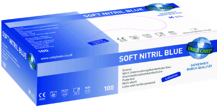 NITRILE BLUE POWDER FREE GLOVES SMALL - Box 100