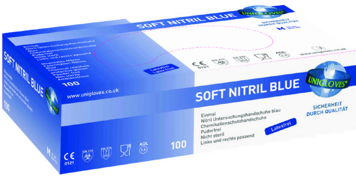 NITRILE BLUE POWDER FREE GLOVES MEDIUM - Box 100