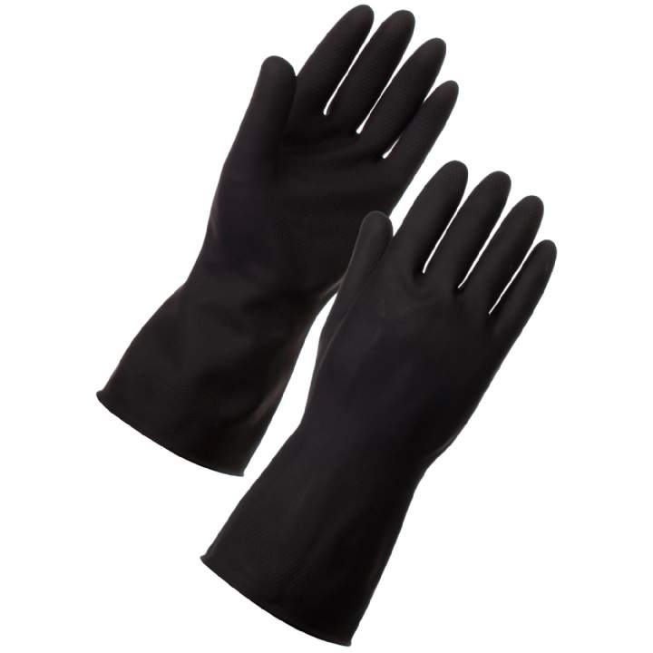 BLACK HEAVYWEIGHT RUBBER GLOVE LARGE - Pair