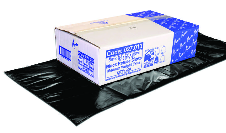 18x29x39 MEDIUMWEIGHT EXTRA BLACK BAGS - Ctn 200