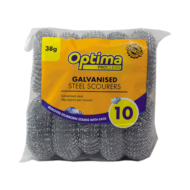 GALVANISED STEEL WIRE POT SCOURERS - Pack 10