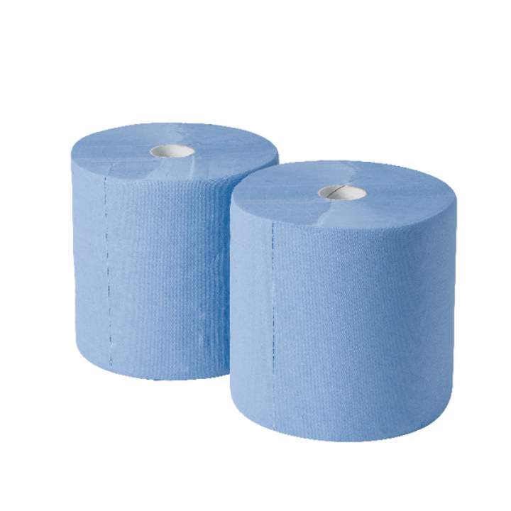 3PLY BLUE 170m GLUE EMBOSSED WIPER ROLL - Pack 2