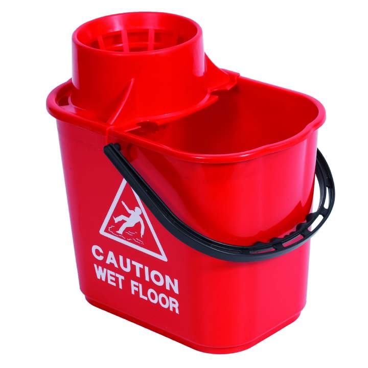 CAUTION SAFETY MARKED MOP BUCKET RED - Each