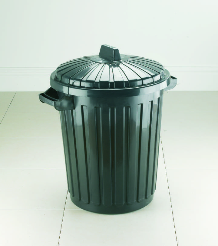 80ltr BLACK PLASTIC DUSTBIN & LID