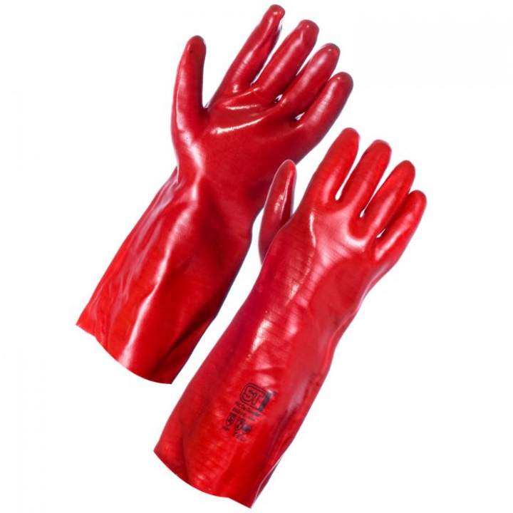 RED PVC GLOVES OPEN CUFF 10